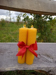🕯️ Adventní svíčky – střední sada 4 ks 12 × 3 cm ze 100 % včelího vosku🐝