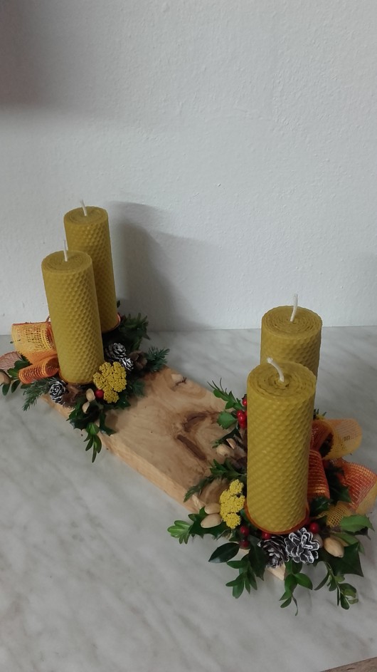 🕯️ Adventní svíčky – velká sada 4 ks 15 × 4,2 cm ze 100 % včelího vosku 🐝